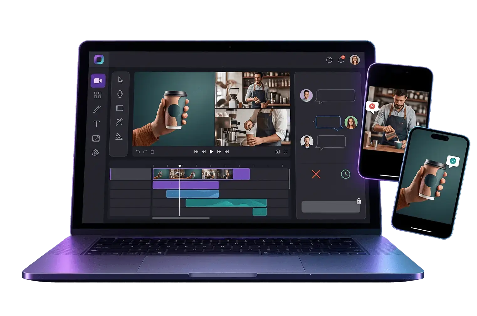 Laptop con espacio de creación de contenido digital