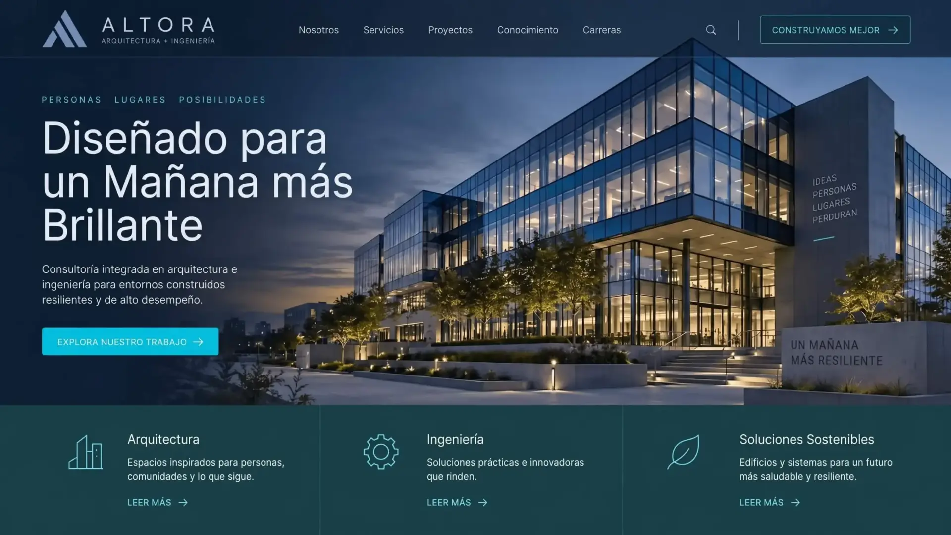 Ejemplo visual de un sitio web profesional para una empresa